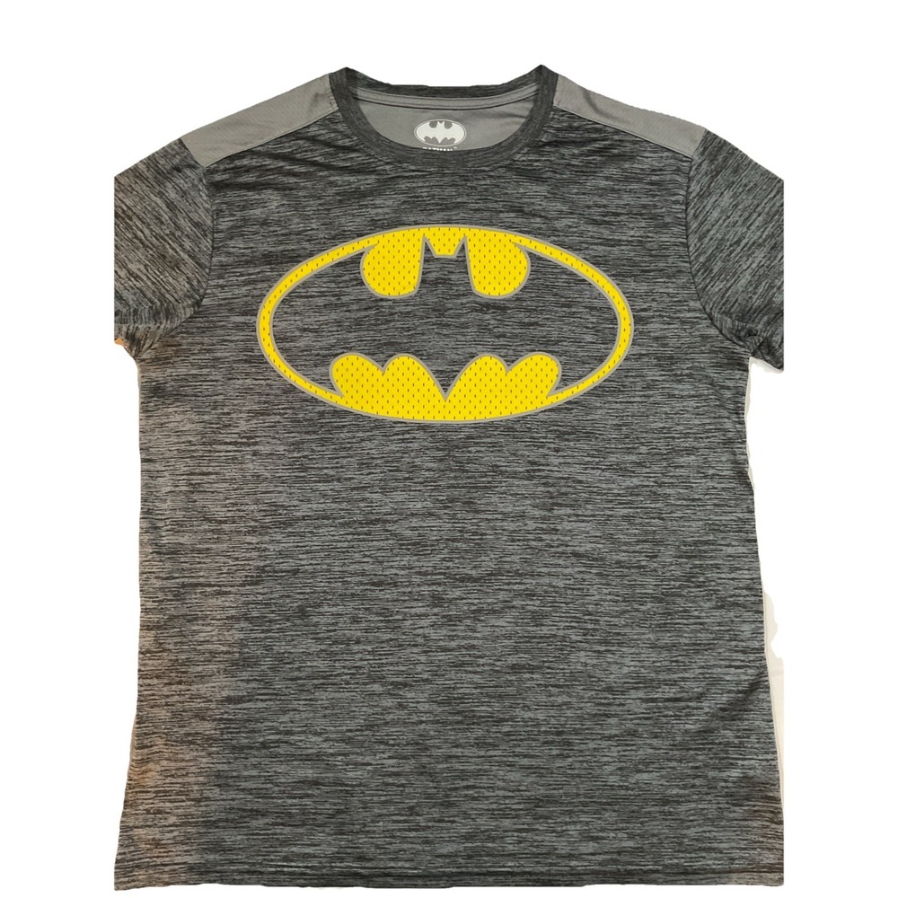 Batman Logo Men's DC Comics Yellow Black Gray 100% Polyester Tee Sz 2XL G98